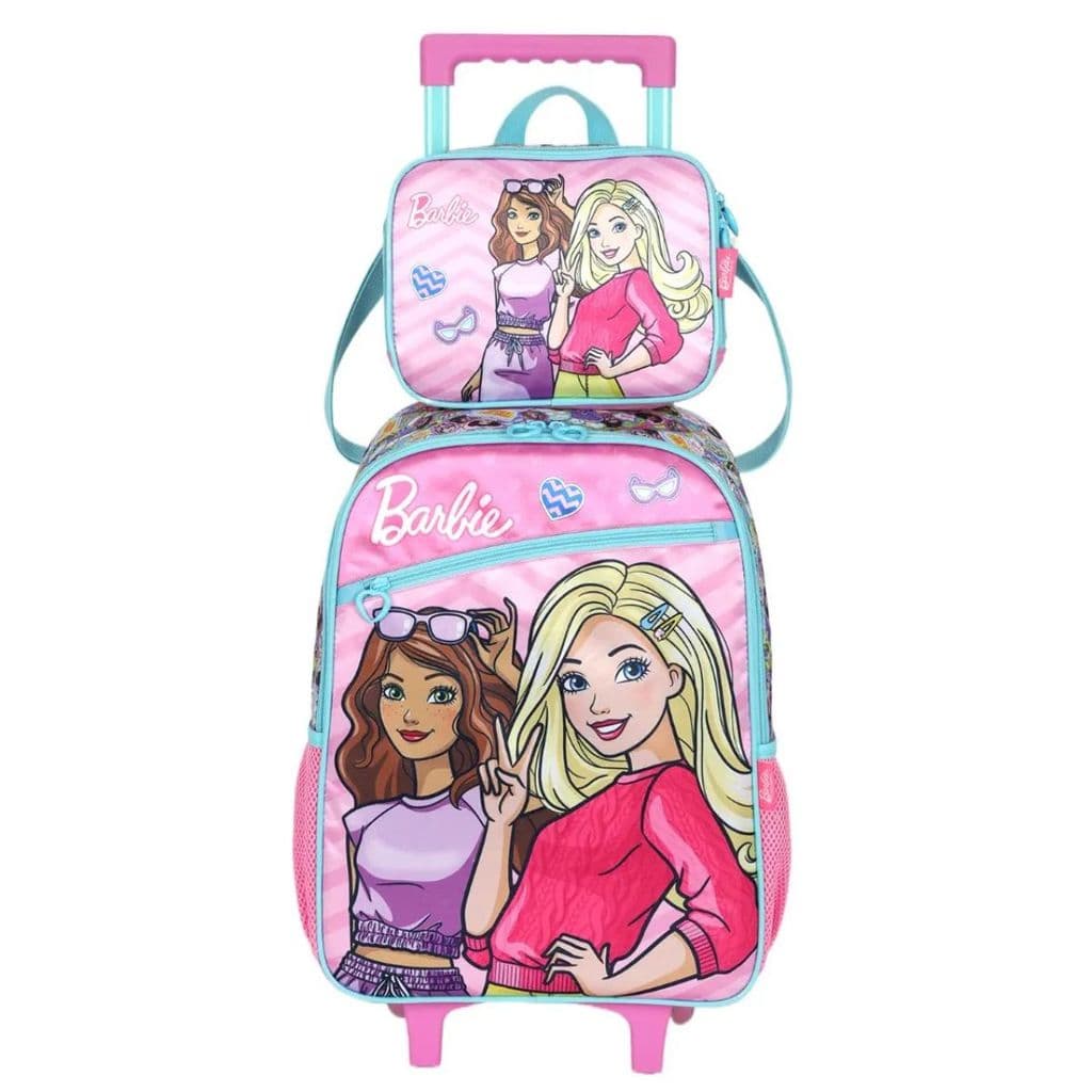Kit Mochila Rodinha Lancheira Infantil Barbie Luxcel