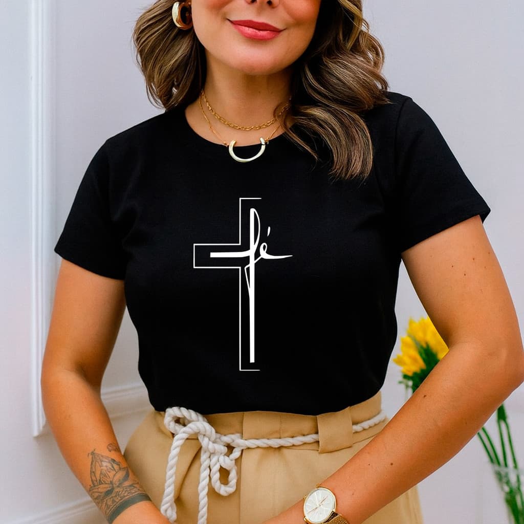 Camiseta Premium 100% Algodão Fio 30.1 DTF Fé