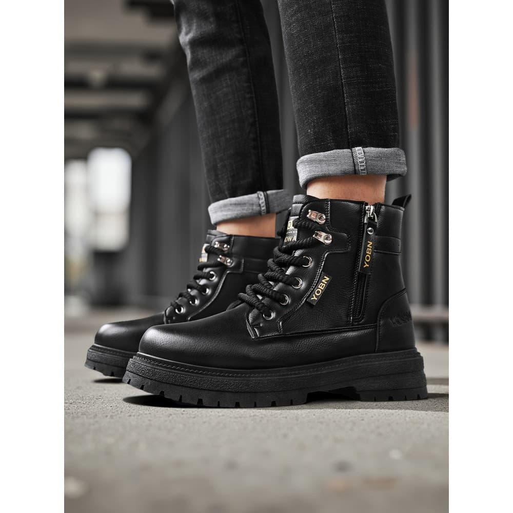 Couro genuíno genuíno quadrinhos mostrar COS altura crescente sapatos Martin botas 12cm10cm masculino estilo britânico a