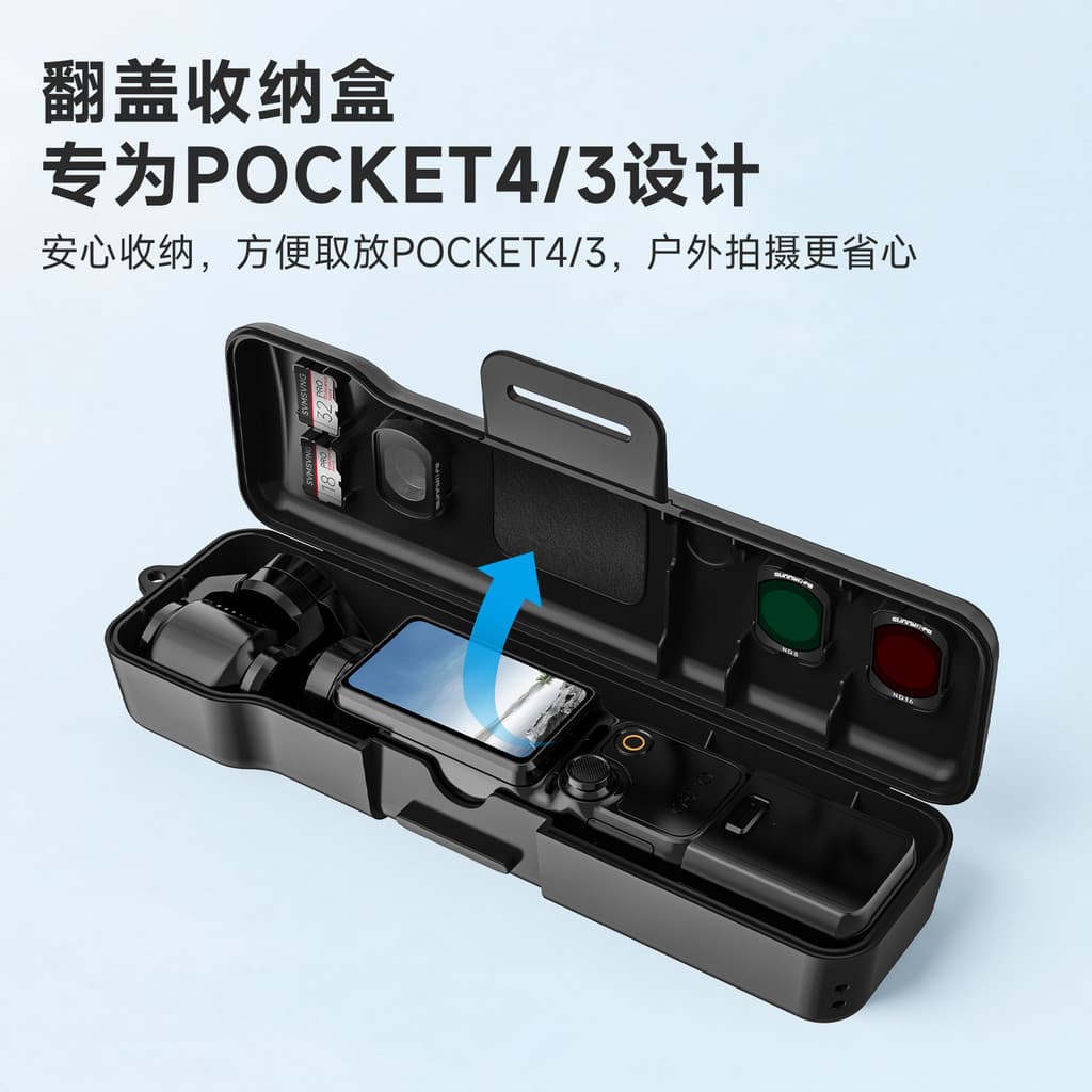 Sunnylife Pocket 4/3 Caixa de armazenamento Bolso 4 Capas protetoras resistentes a choques Caixa protetora pode conter a