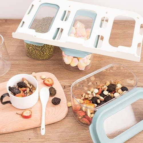 Kit 3 Potes Hermeticos Plastico Armazenamento Arroz Feijao Milho Cafe Organizador Cozinha