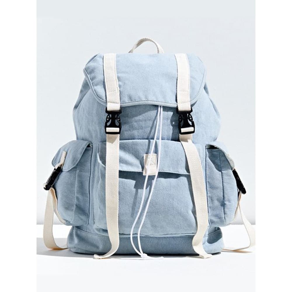 American Street Wear American Daily Ready Stock Preto Azul Lavagem Denim Casual Estilo Campus Mochila Multifuncional