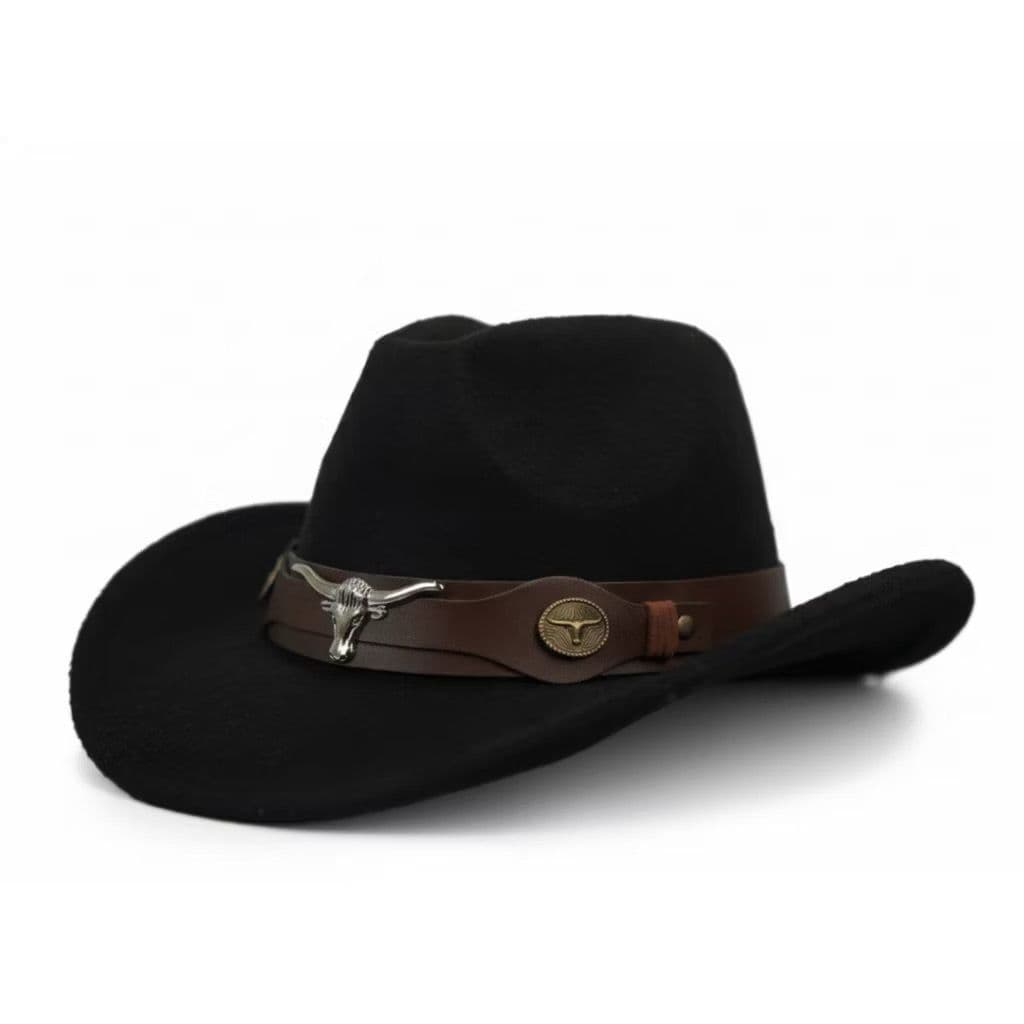 Chapéu Country Cowboy Vaqueiro em Feltro Ocidental Aba Larga Conforto Rodeio