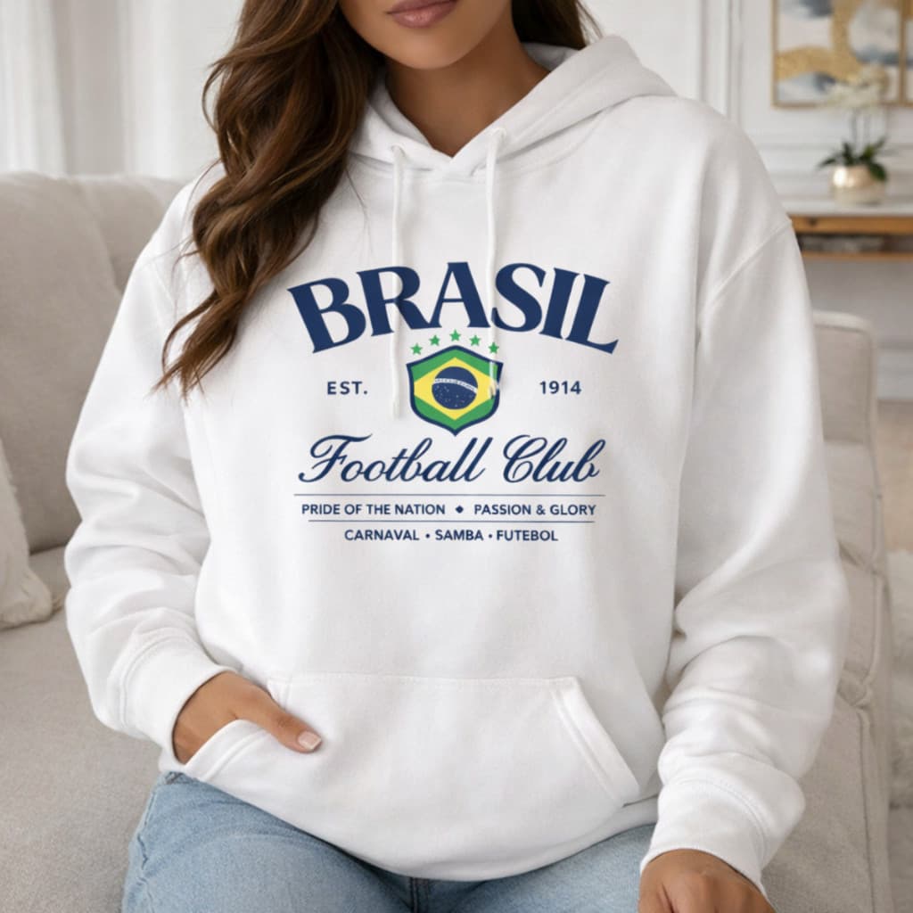 Moletom Canguru Seleção Brasil FC Copa Time Futebol Blusa Frio Adulto Infantil Premium Unissex