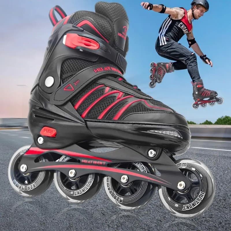 Patins Em Linha Huatinent Semi Pro Adulto e Infantil Ajustável do 33 ao 43 com Rolamentos Abec-7