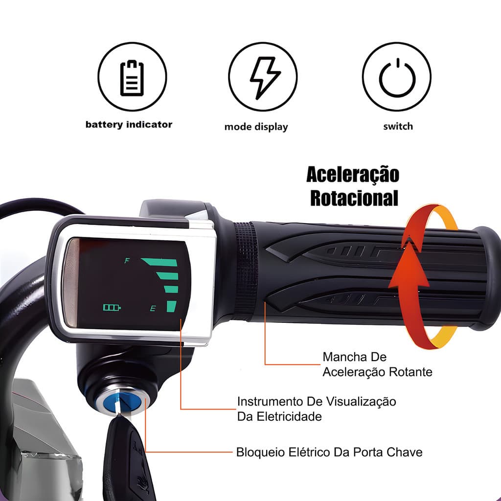 Triciclo Drift Elétrico Uso Infantil e Adulto, Potência 250W, Três Velocidades, Suporte 100kg Proteção Mola ANJGG BRASIL