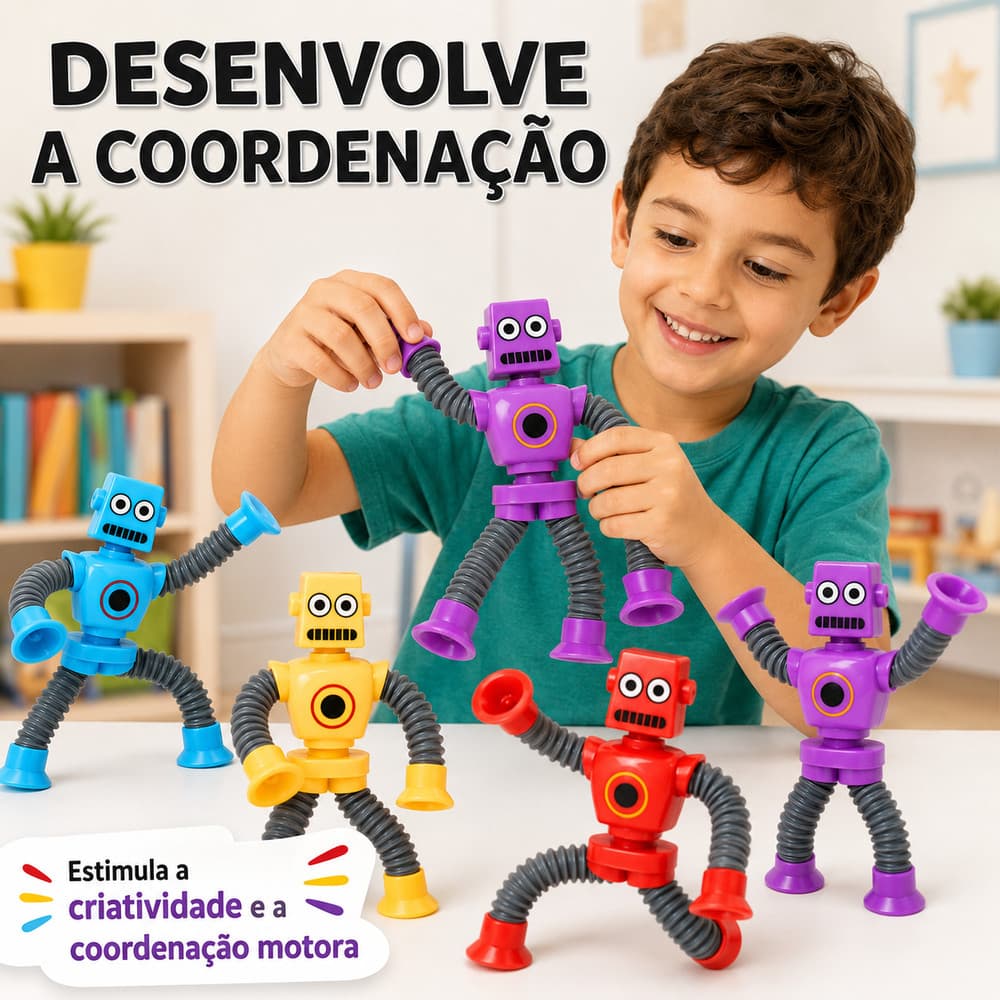 Robô  Infantil Com Ventosa Diversão Criativa Para Meninos E Meninas