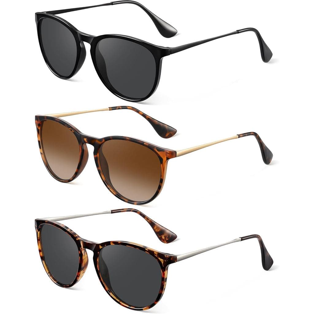 Óculos de Sol Polarizados para Mulheres - Óculos de Sol Redondos Vintage Estilo Clássico Retro Moderno com Proteção UV