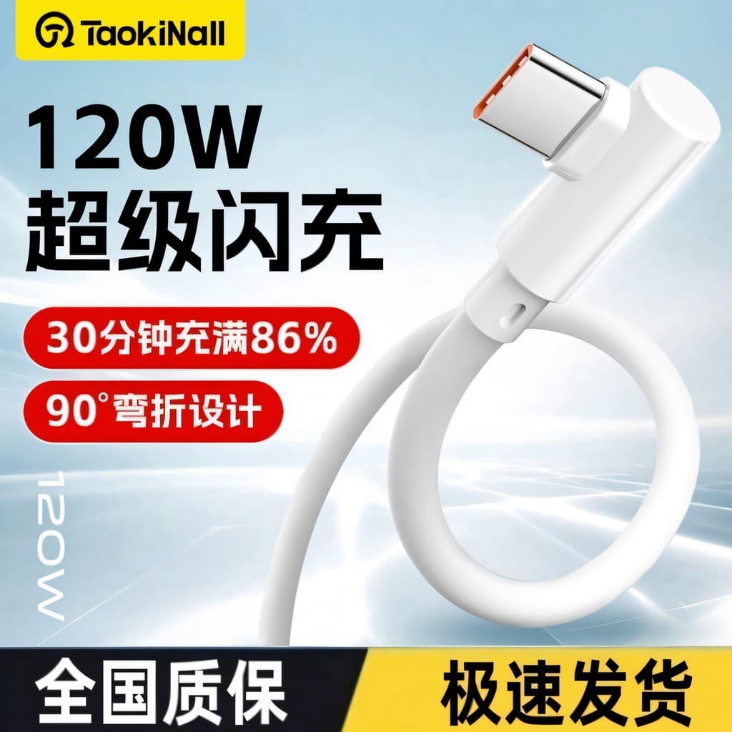 Cabo de carregamento Super rápido Xueen 120w Cabo de dados de cotovelo tipo c adequado para Huawei Honor Xiaomi oppo Red