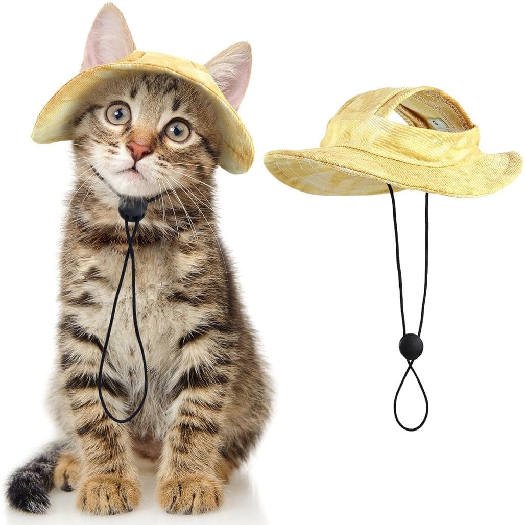 Chapéus DENTRUN para Gatos, Chapéus de Cowboy para Gatos com Furos para as Orelhas, Fantasia de Festa de Aniversário par