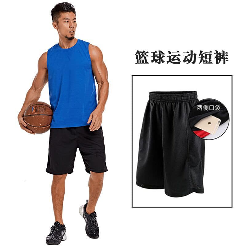 Perna larga Casual correndo respirável de secagem rápida Fitness bolso de cor sólida com zíper cinco pontos solto Shorts