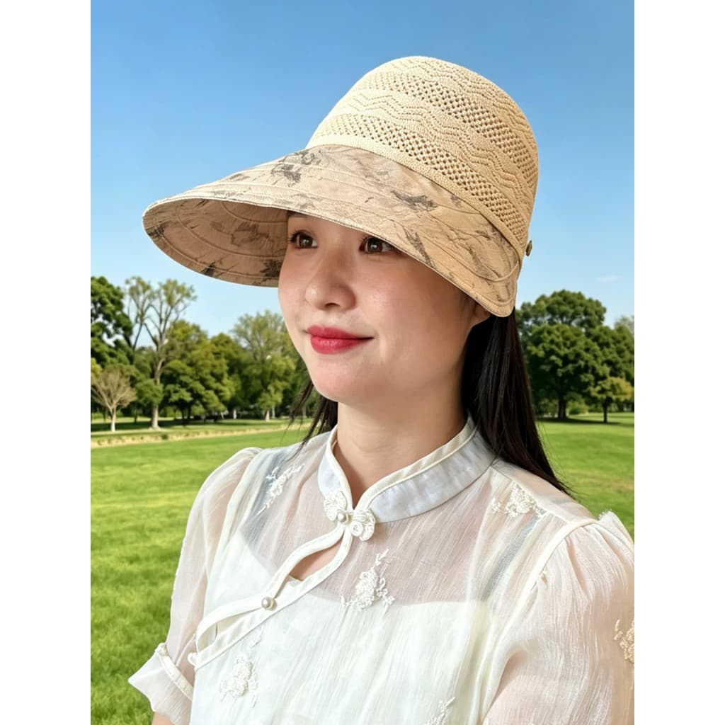 Chapéu balde de aba grande feminino 2026 novo estilo verão grande circunferência da cabeça chapéu de sol proteção UV cha