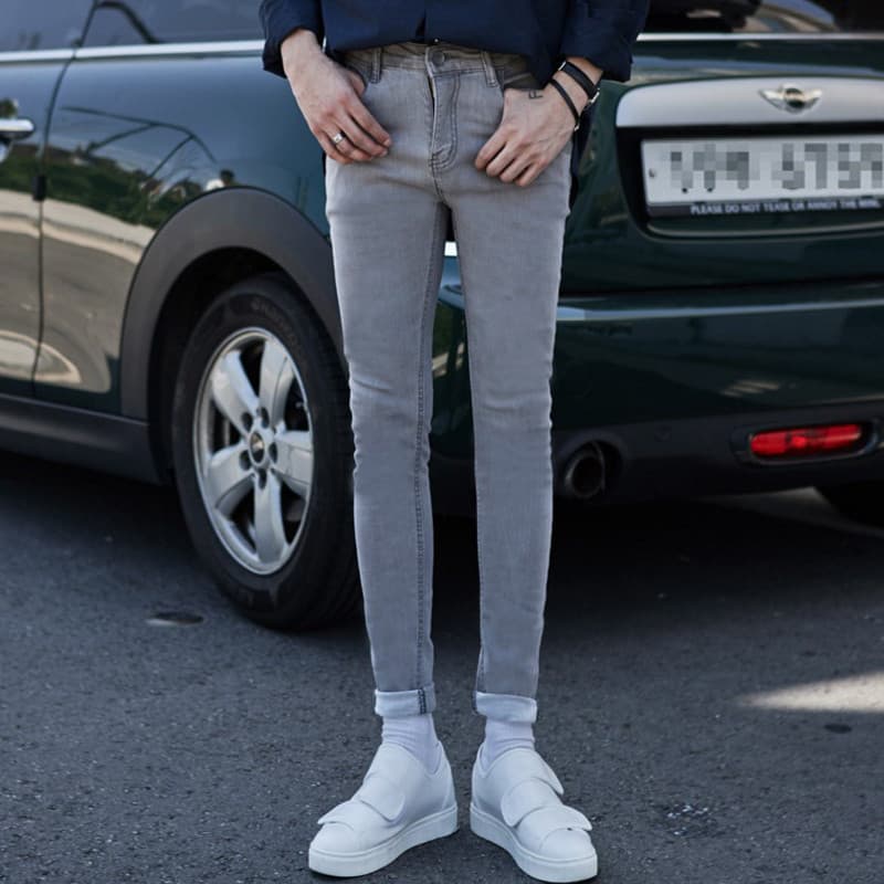 Estilo fino fino versão coreana estiramento Jeans magros meninos magro-ajuste lápis calças All-match mais magro olhar bo