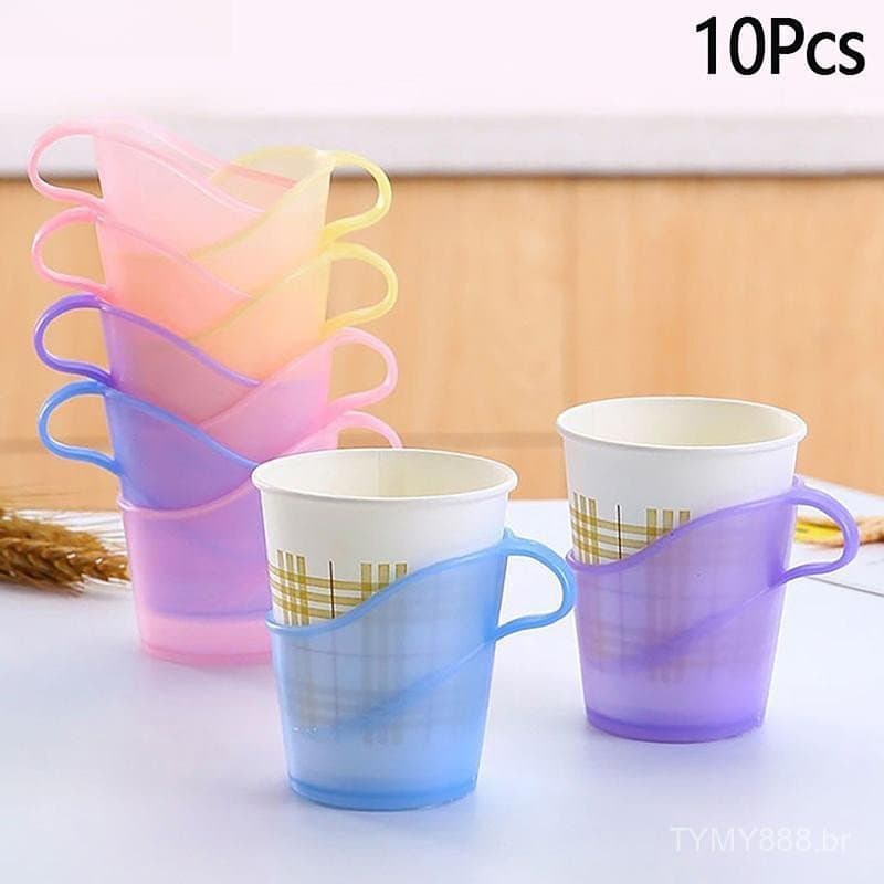 Conjunto de Suportes para Copos de Papel Descartáveis, 10 Peças, Plástico Corrugado Estanhado, Isolamento Térmico