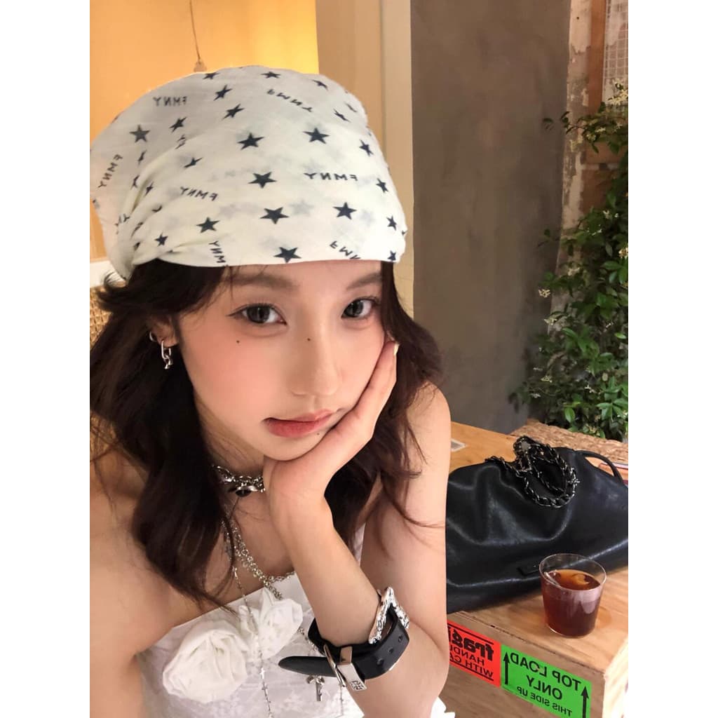 Estilo coreano algodão linho estrela impresso lenço feminino verão High-End estilo Millennium quente menina lenço de sed