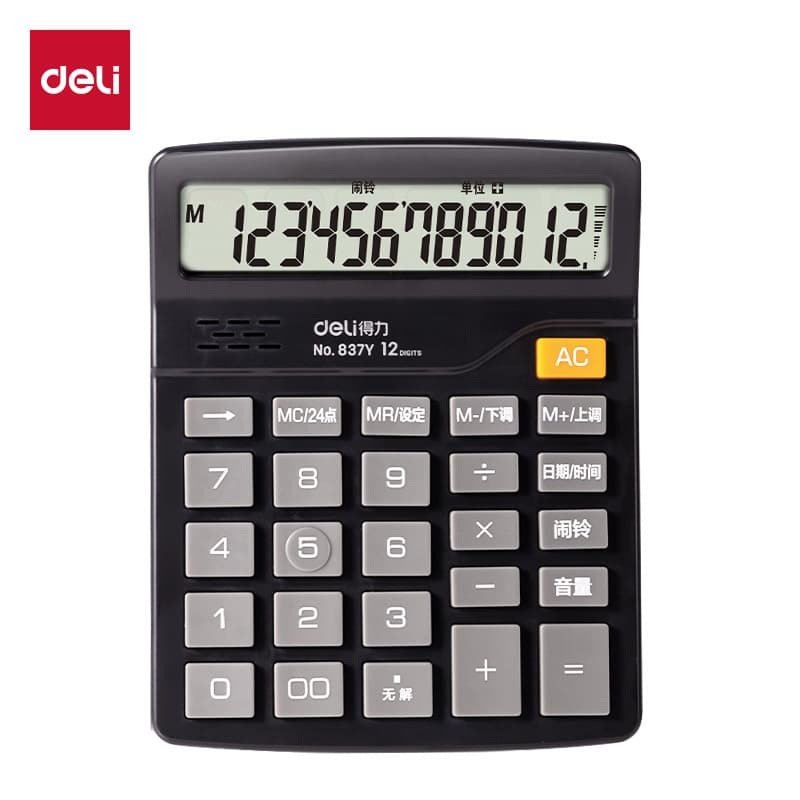 Deli 837Y Calculadora de voz Calculadora de transmissão de voz ao vivo com tela de 12 bits