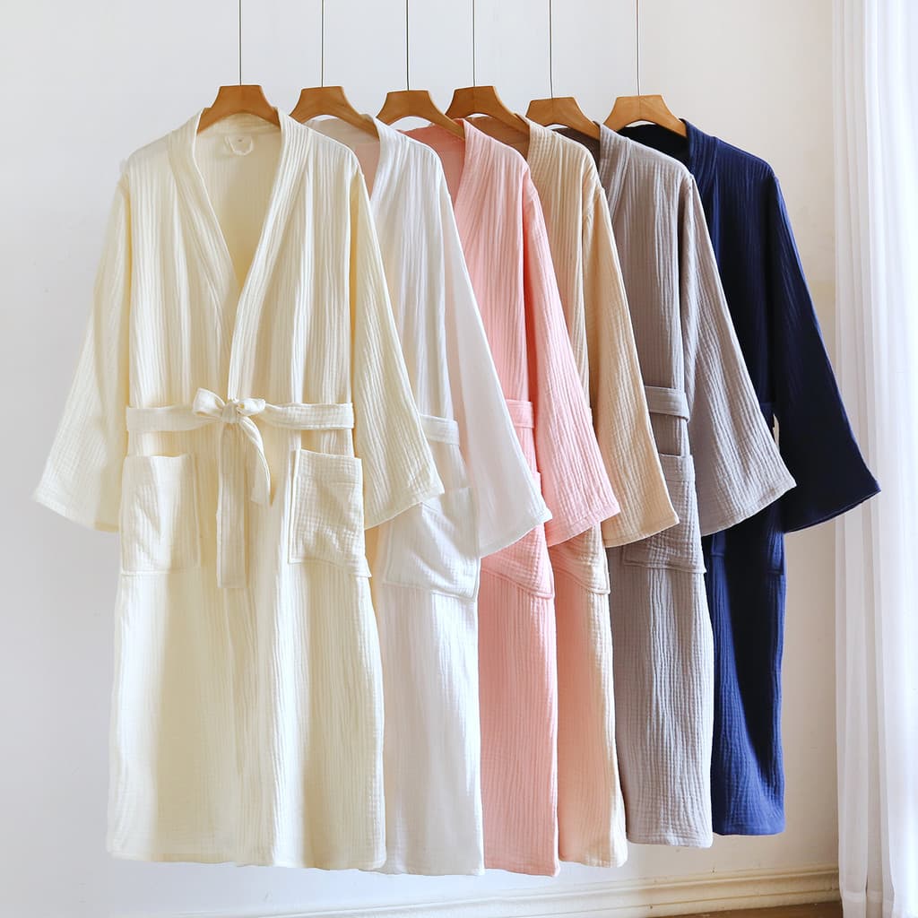 Camisola feminina outono puro algodão três camadas fio de algodão casa pijamas das mulheres dos homens mesmo estilo casa
