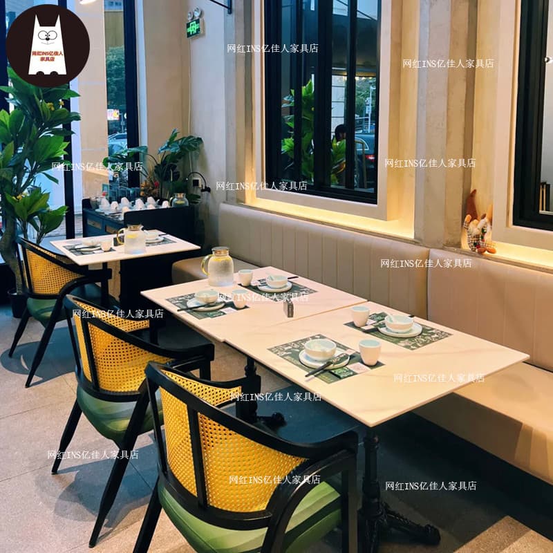 Restaurante francês Bar ardósia ferro mesa de jantar café leite chá sobremesa loja cadeira combinação estilo Retro mesa