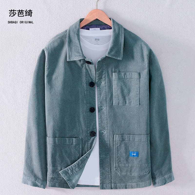 Sabaqi outono inverno estilo grosso na moda masculina Casual lapela jaqueta jaqueta masculina estiramento veludo blusão
