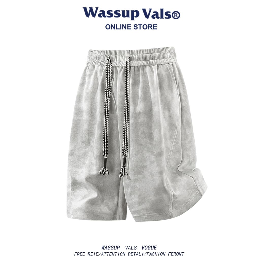 WASSUP VALS American High Street Novo Estilo Solto Shorts Retos Verão Masculino Respirável Estilo Fino Tie-Dye Calças de