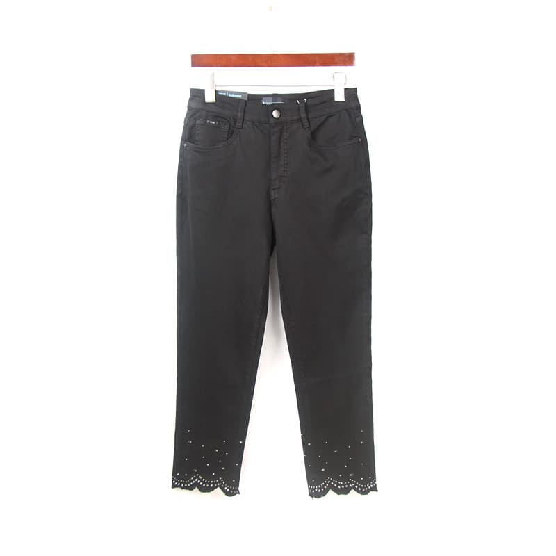 Estilo étnico preto diamante Jeans feminino comércio exterior pedido Original 100kg tamanho grande cintura alta elástico