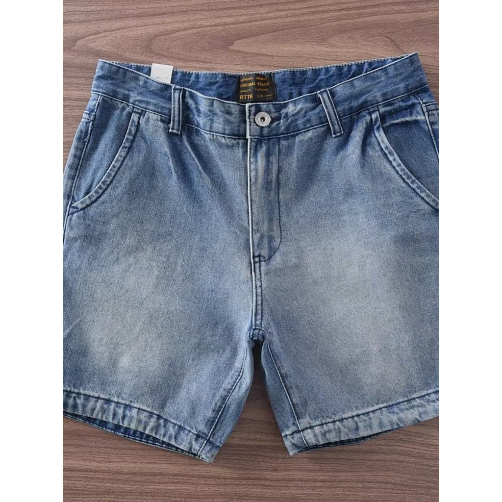 Americano casual Retro Denim Shorts masculino fino ajuste em linha reta casual calças de três pontos verão estilo fino r