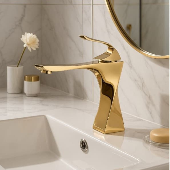 Torneira Banheiro Bica Baixa Lavabo Pia Monocomando Dourada