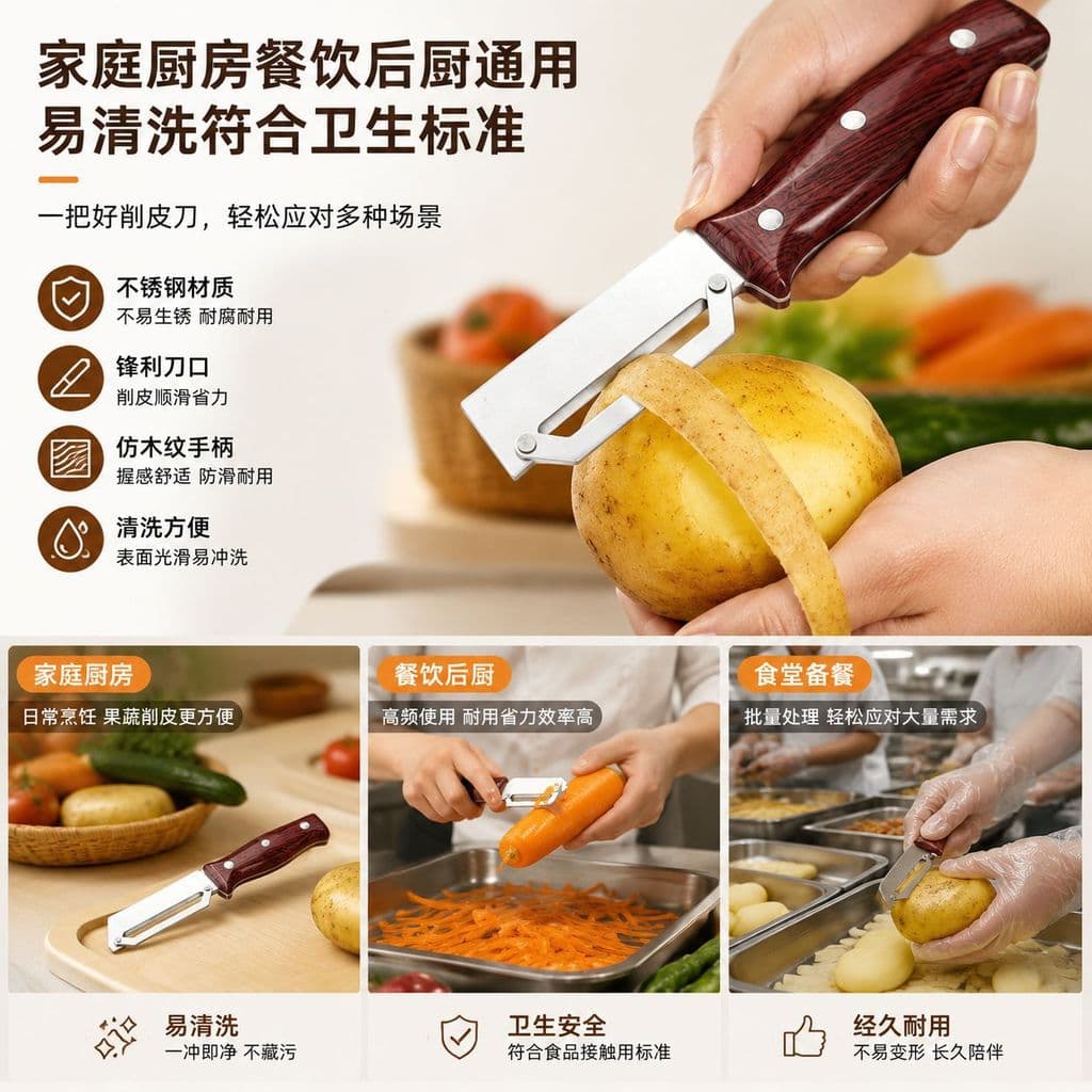 Descascador de aço inoxidável para uso doméstico, descascador de frutas e vegetais que economiza esforço, descascador de