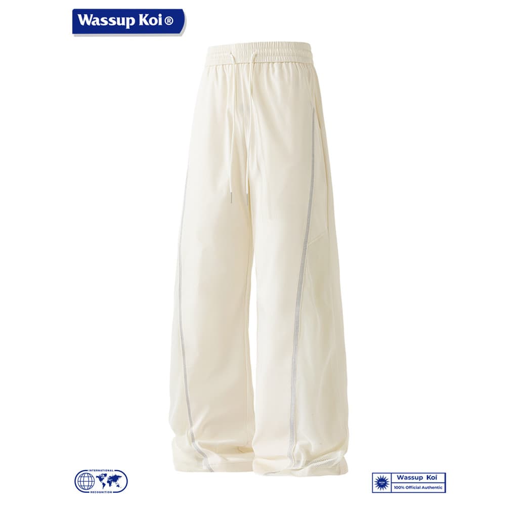 WASSUP KOI Jovem Vitalidade Estilo Reto Calças Casuais Homens Soltos Respiráveis Drape Calças de Perna Larga 2026 Novo E