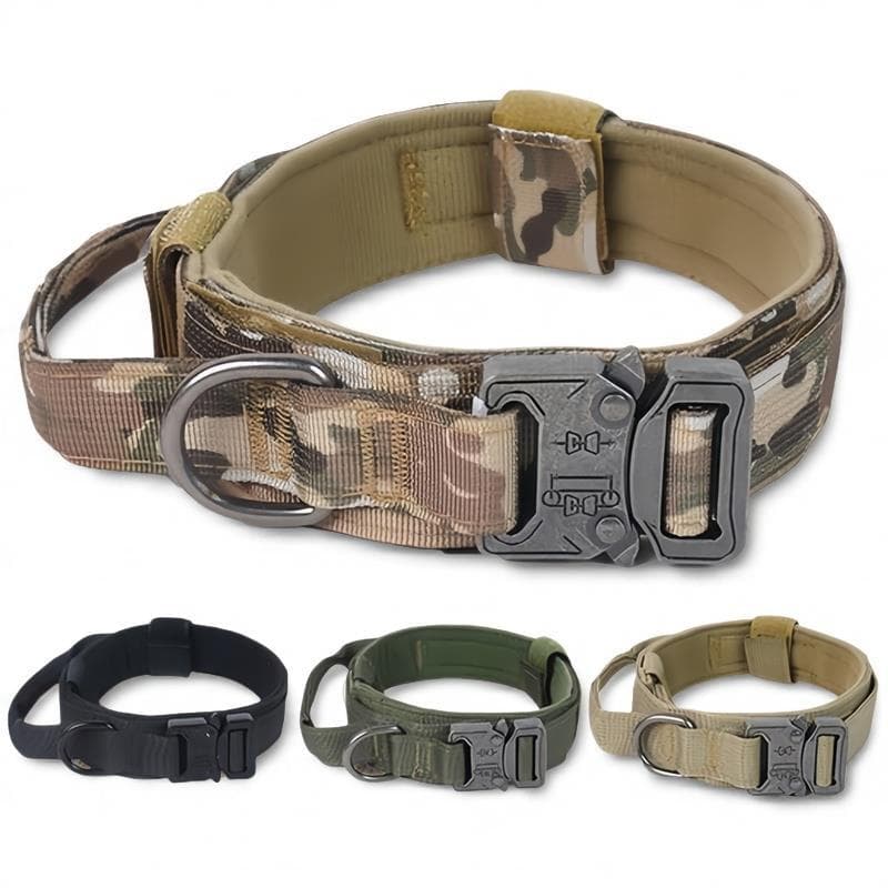 Coleira para animais de estimação, coleira tática de Nylon para cães, espessada, pode conter coleira grande para cães