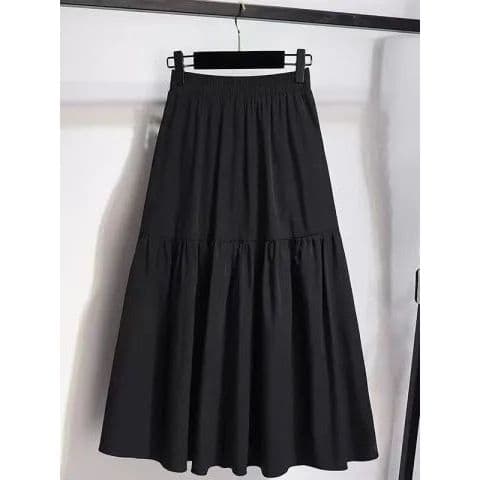 Plus Size feminino estilo verão All-Match elástico cintura alta mais magro olhar A linha saia de comprimento médio Desig