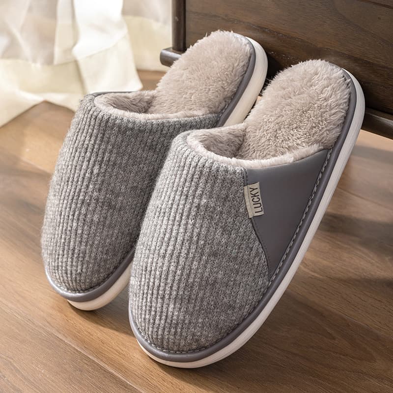 Chinelos de algodão estilo masculino inverno Extra grande tamanho 2025 novo estilo interior casa sola grossa forro de lã