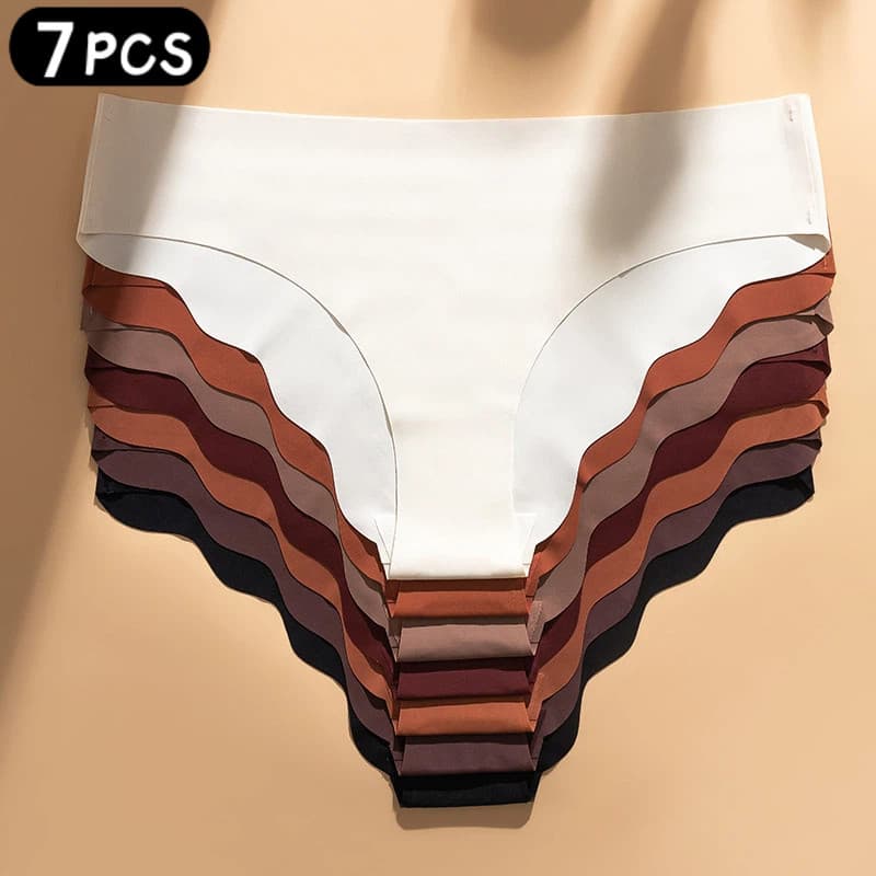 Calcinha de seda gelo sem costura feminina nuvem babados cintura baixa tamanho grande cuecas Yoga calcinha esportiva