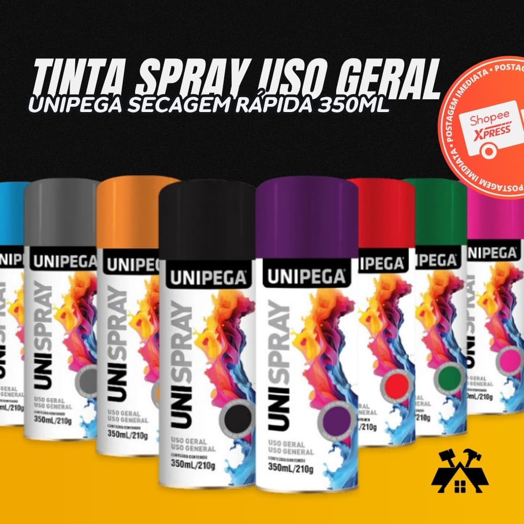 Tinta Spray Madeira Metal Automotivo Plástico Uso Geral 350ml Unipega