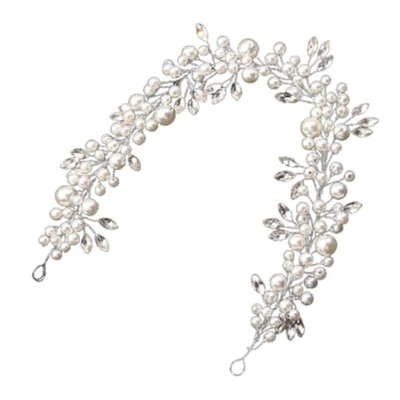 Faixa De Cabelo De Pérolas De Noiva Uonlytech Com Artificiais E Strass Marquise , Tiara De Casamento Macia Branca Para M
