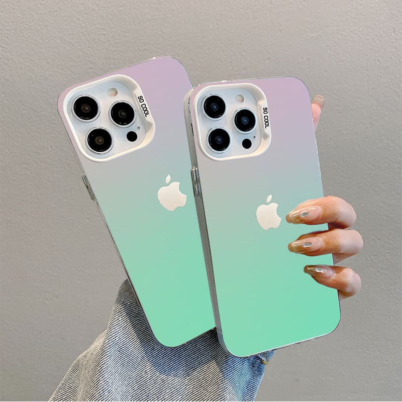 Capinha para iPhone 17/16/15/14/13/12 Pro Max Capa degradê prata colorida, leve portátil, proteção total anti-desgaste