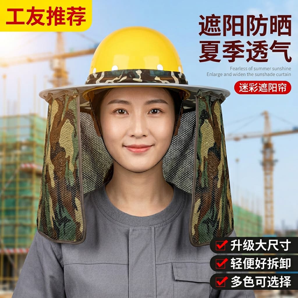 Capacete de segurança para canteiro de obras, protetor solar, aba Anti-ultravioleta, construção de verão, respirável, al