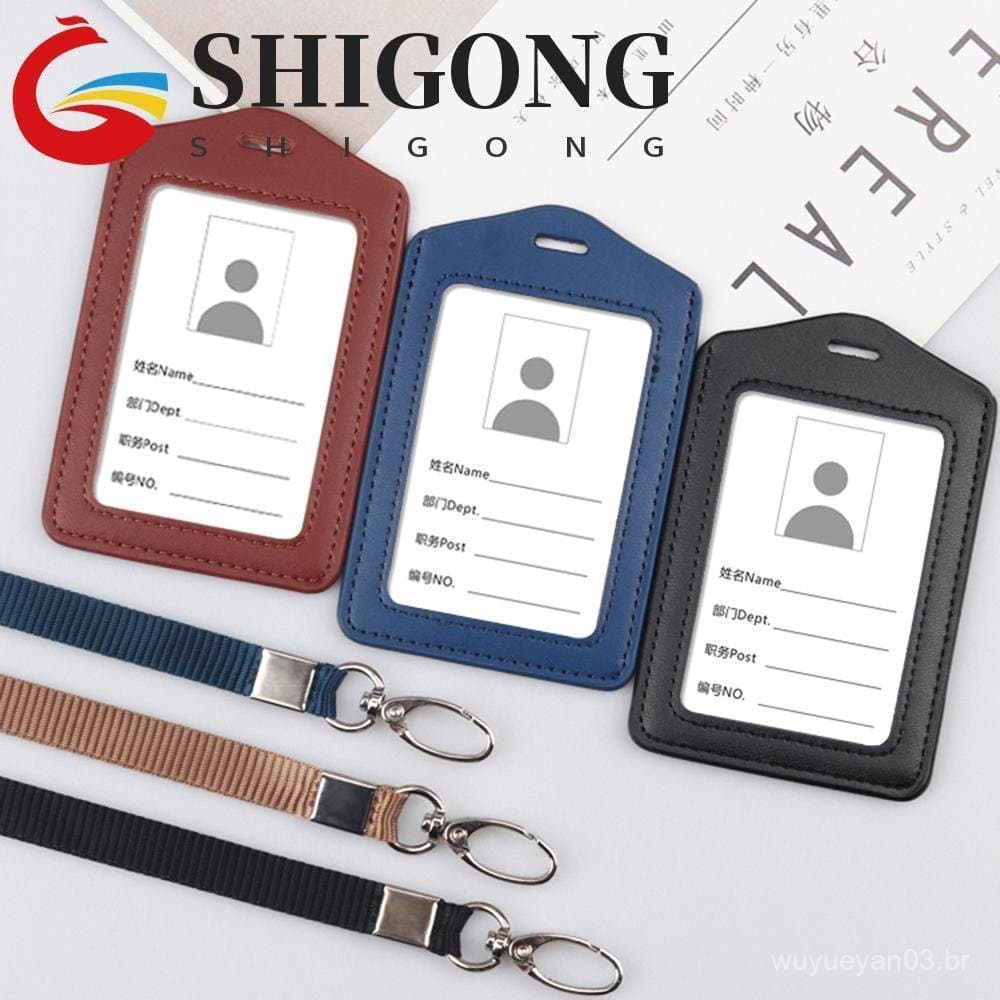 SHIGONG Titular Do Cartão De Crédito Estudante Masculino Feminino Couro Escritório Trabalho Certificado Identidade Nome