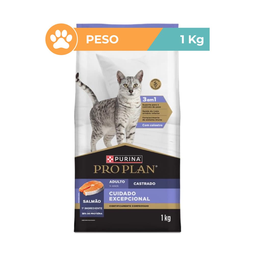 Ração Pro Plan Salmão Gatos Castrados 1kg Purina