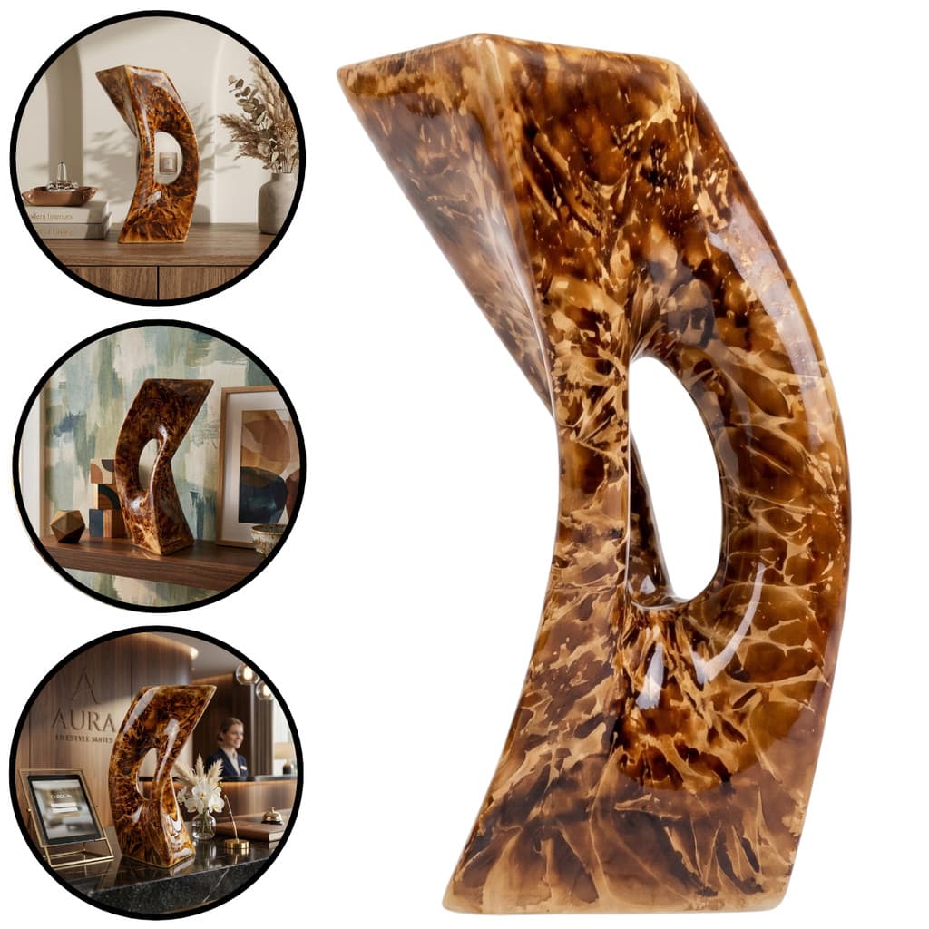 Vaso Presença Para Decoração Sala Design Abstrato Luxo Enfeite Mesa Rack De Cerâmica Grande Com Pintura espelhada 33x14