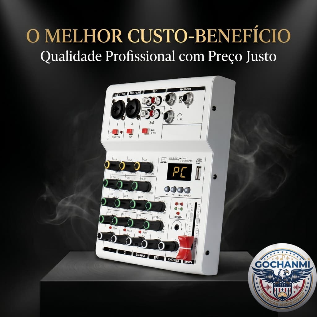 Mesa de Som Pequena Profissional XA4 Com Bluetooth USB MP3 e 48V