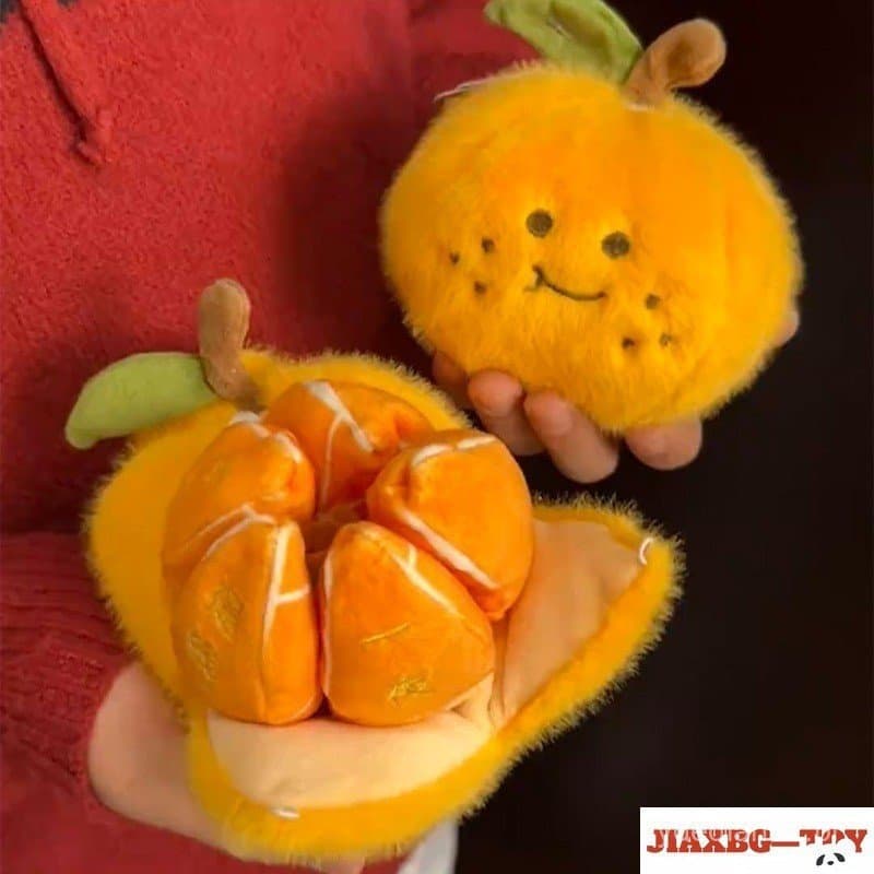 Brinquedo de pelúcia laranja com pingente destacável, brinquedo de pelúcia em forma de casca de fruta para alívio do est