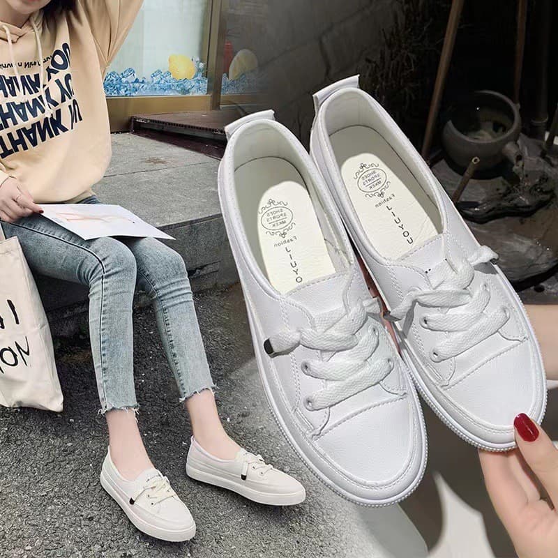 Verão novo estilo 2026 na moda feminina sapatos brancos único moda simples Casual viagem japonês tênis feminino