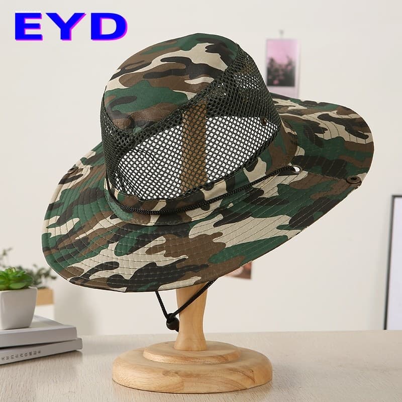 Chapéu masculino verão chapéu de sol ao ar livre respirável protetor solar chapéu de ciclismo masculino balde chapéu mon