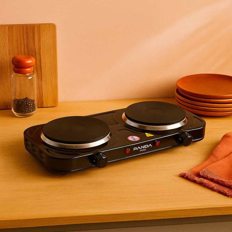 Fogão elétrico 2 bocas mini portátil camping aquecimento chapa cozinha
