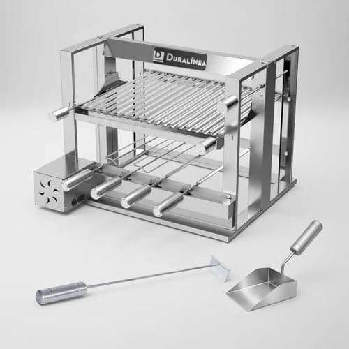 Suporte Churrasqueira Elevante Inox Com Motor 4 Espetos Elevatória