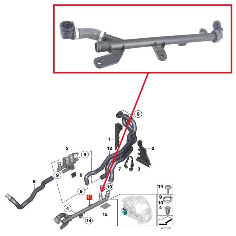 64509170342 Tubo De Água De Aquecimento Para BMW F07 F10 F18 535i F06 F12 F13 640i F01 F02 740Li N55