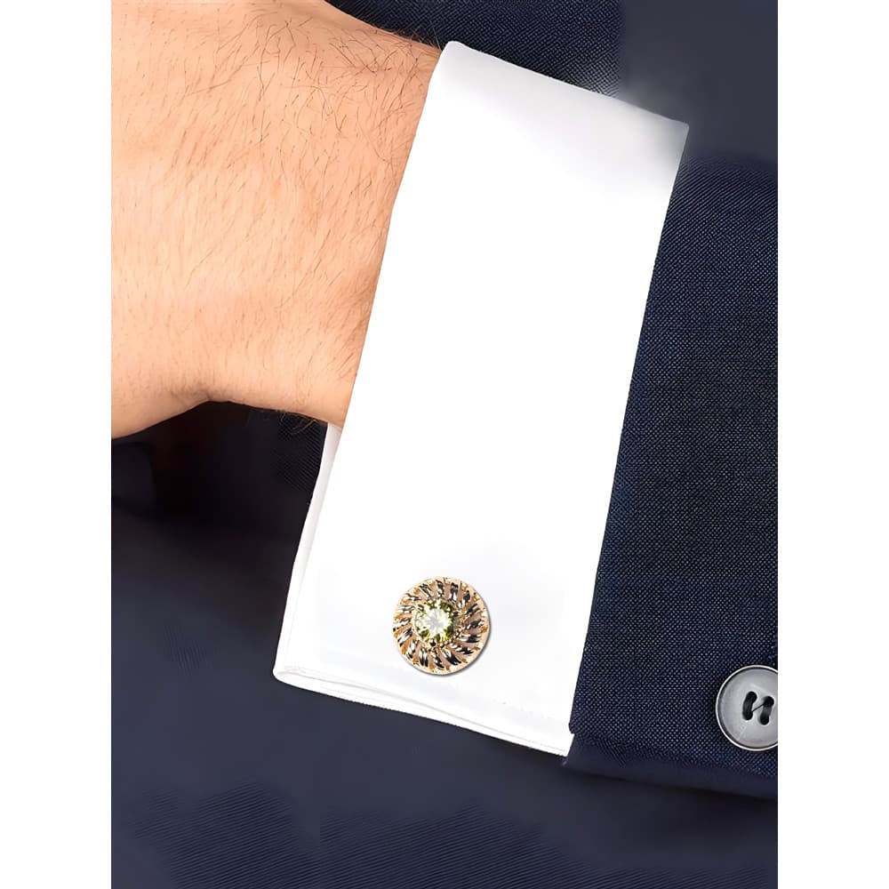 Ouro verde diamante flor roda camisa francesa abotoaduras abotoaduras homens de negócios manguito unhas camisa botões bo