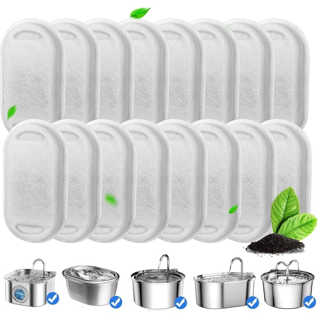 Filtros De Fonte Para Gatos , Filtro De Água De 16 Pacotes De Gato De 67 Onças/2L Em Aço Inoxidável , Animais De Estimaç