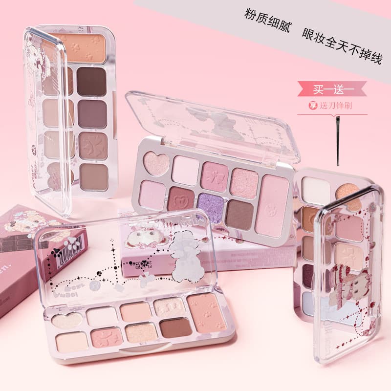JILLLEEN Bear Integrado Sombra de Nove Cores All-Match Paleta Piscando Veludo Fosco All-Match Pérola